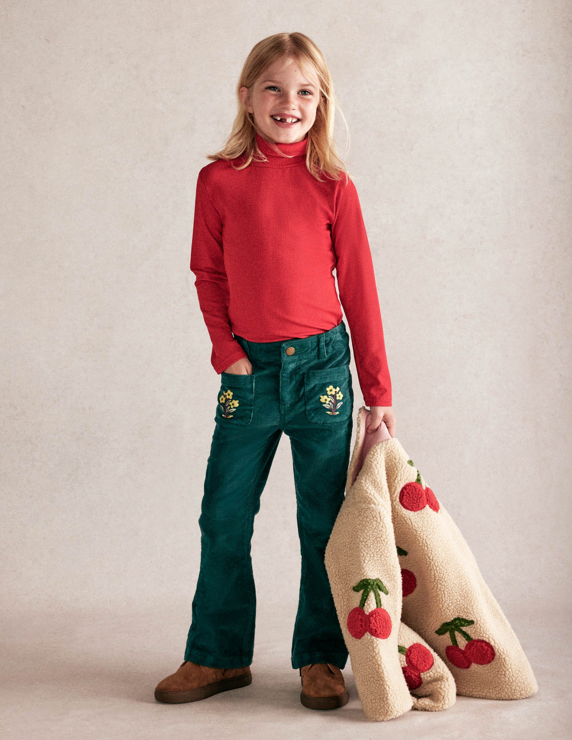 Borg Interest Jacket-Cherry Applique