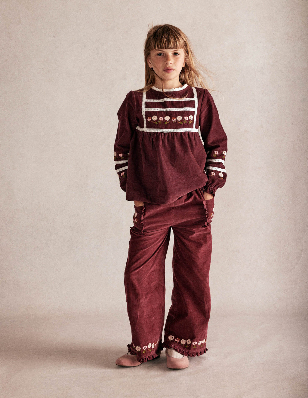 Embroidered Lace Top-Chestnut Embroidery