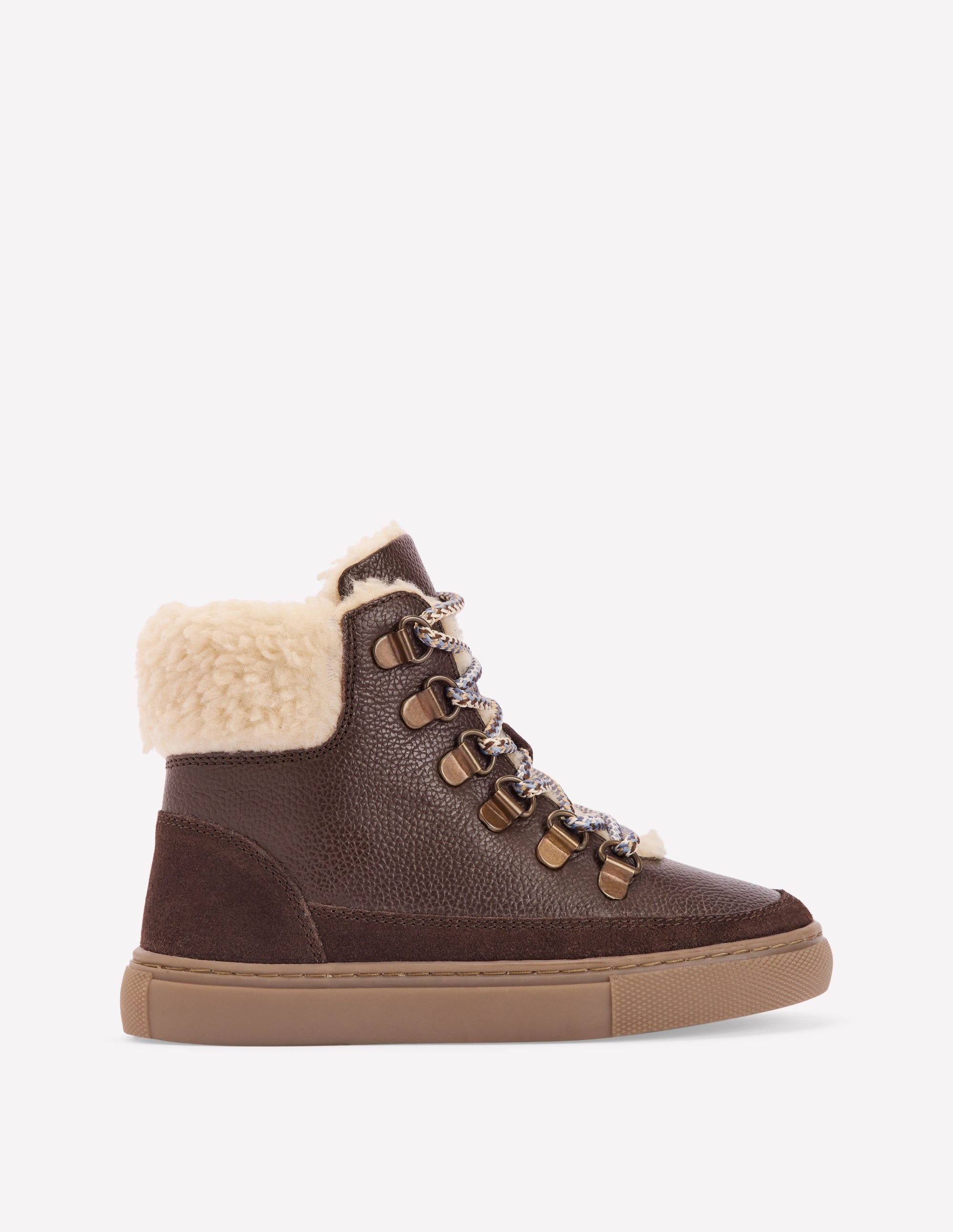 Borg Lace-up Boots-Brown