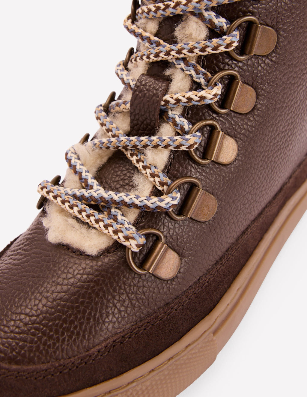 Borg Lace-up Boots-Brown