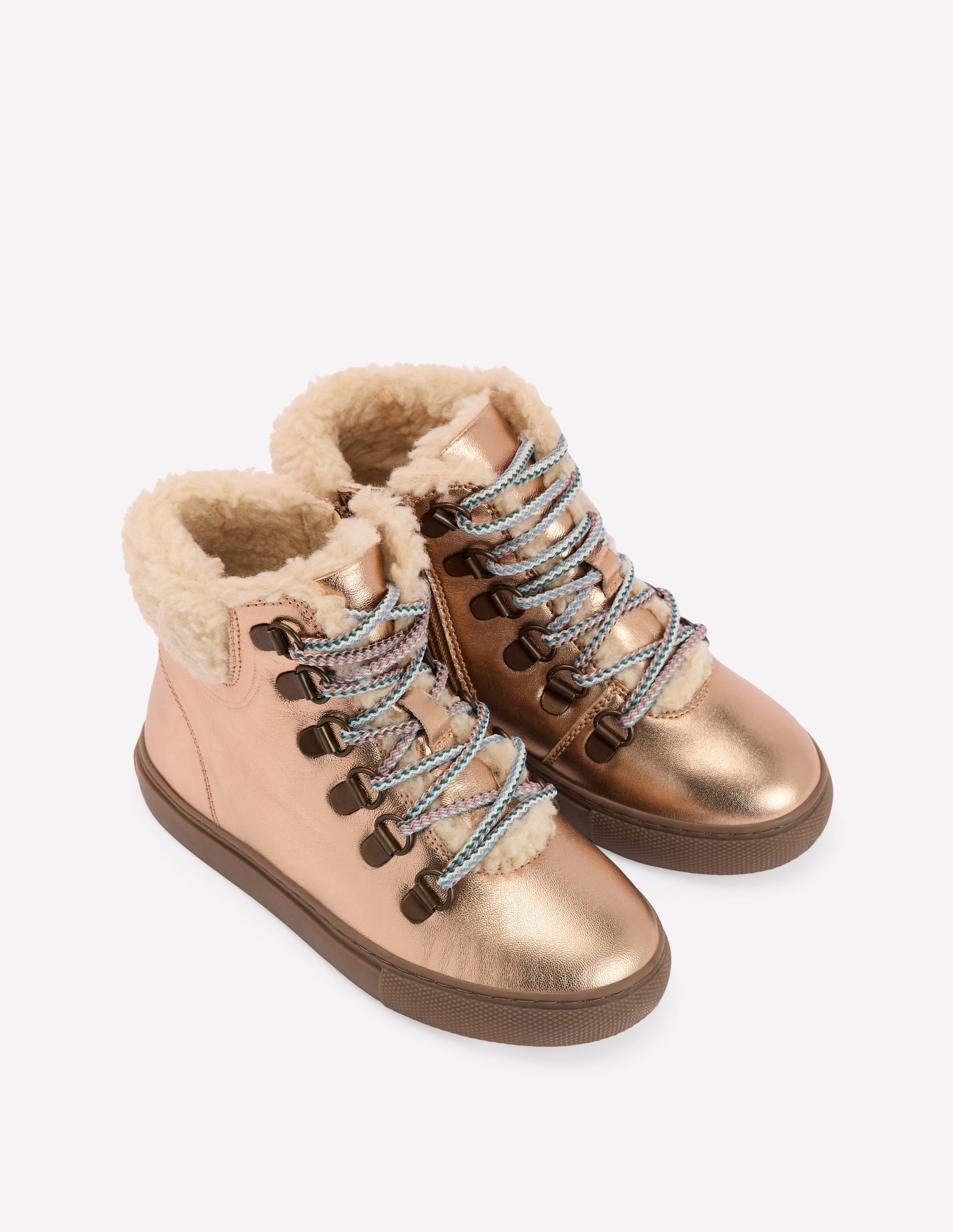Borg Lace-up Boots-Bronze