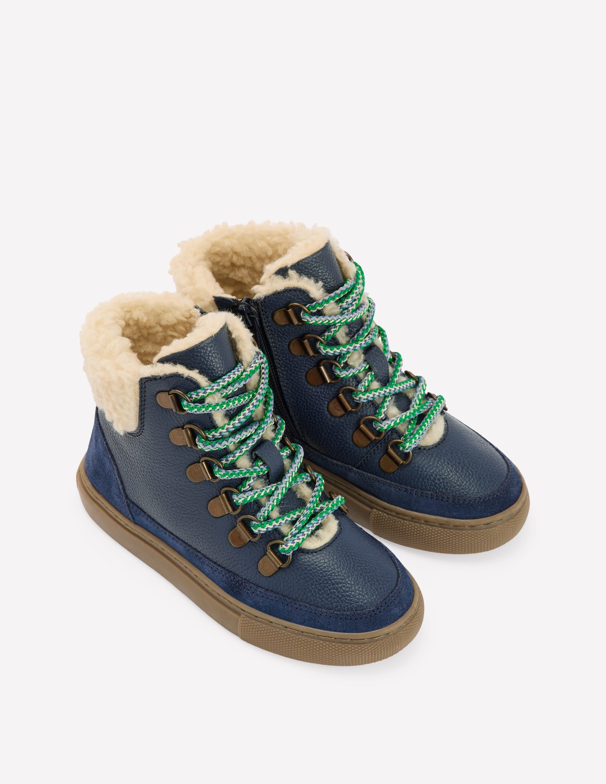 Borg Lace-up Boots-College Navy