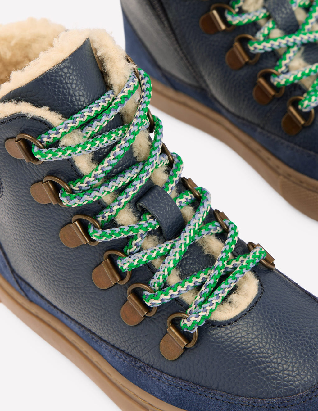 Borg Lace-up Boots-College Navy