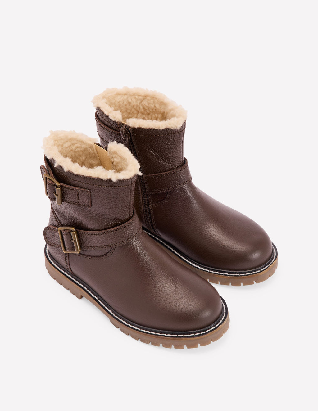 Leather Biker Boots-Dark Chocolate