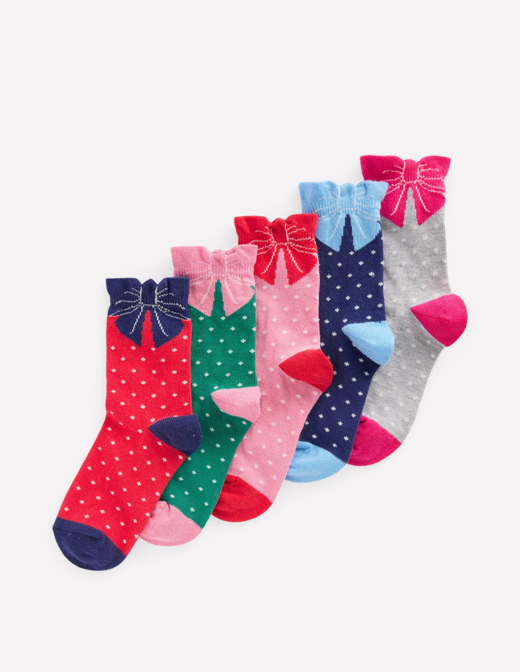 5-pack Pretty Socks-Bows