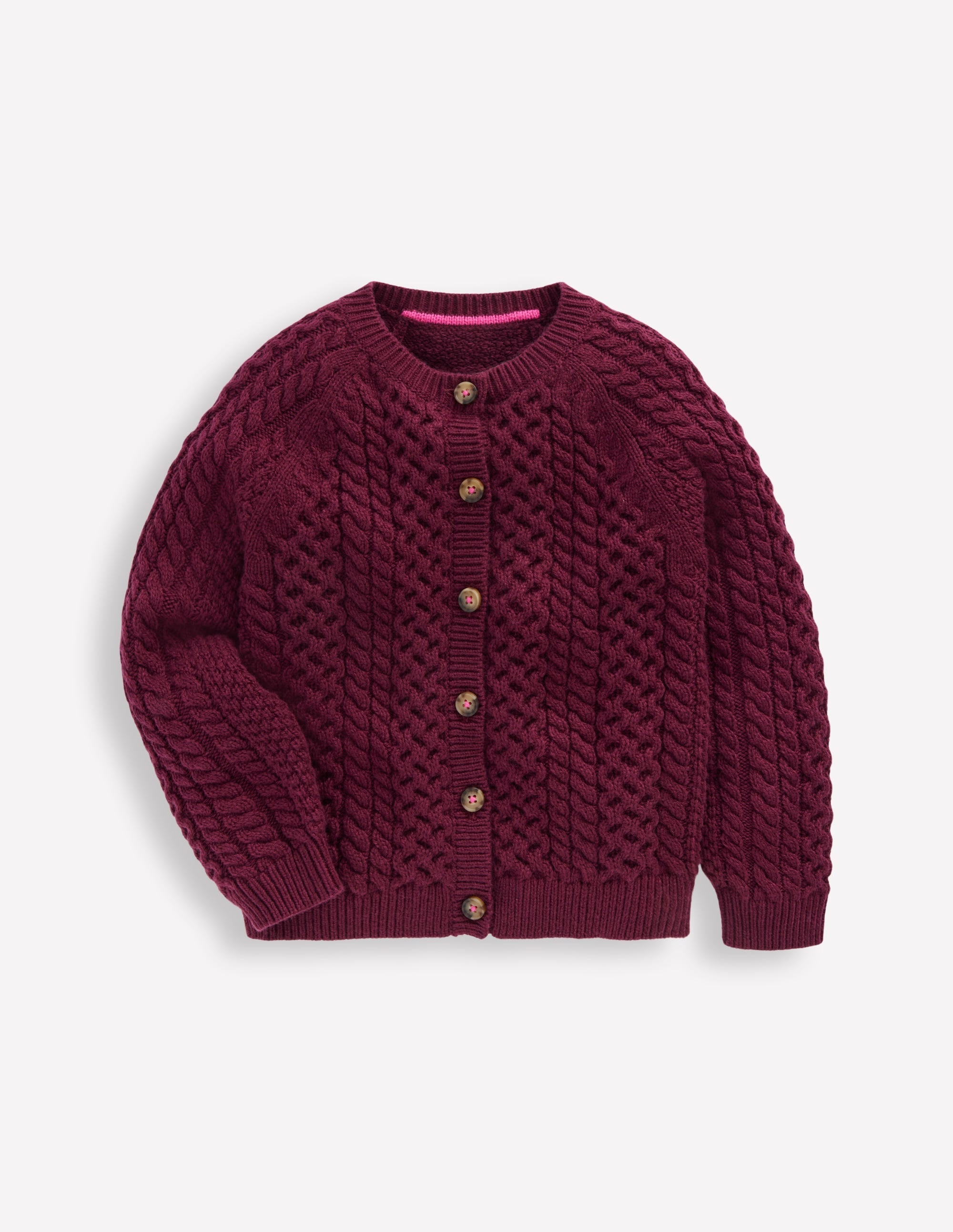 Heritage Cable Cardigan-Plum