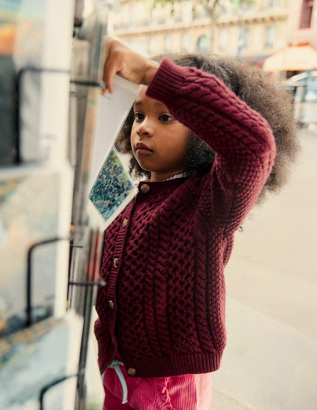 Heritage Cable Cardigan-Plum