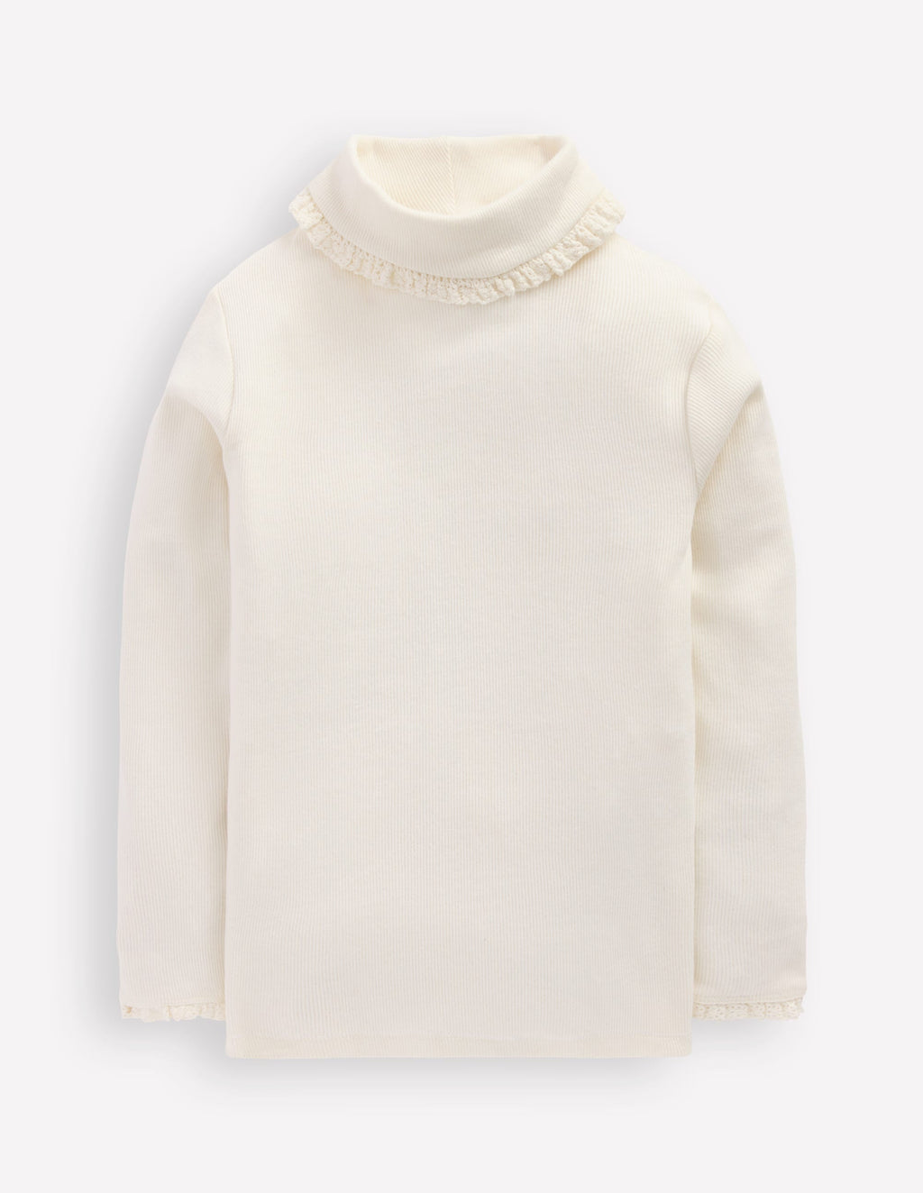 Ribbed Roll Neck Top-Ivory