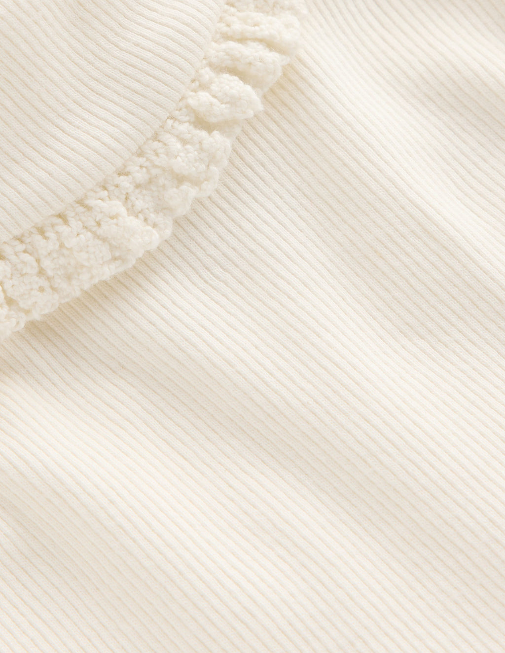 Ribbed Roll Neck Top-Ivory