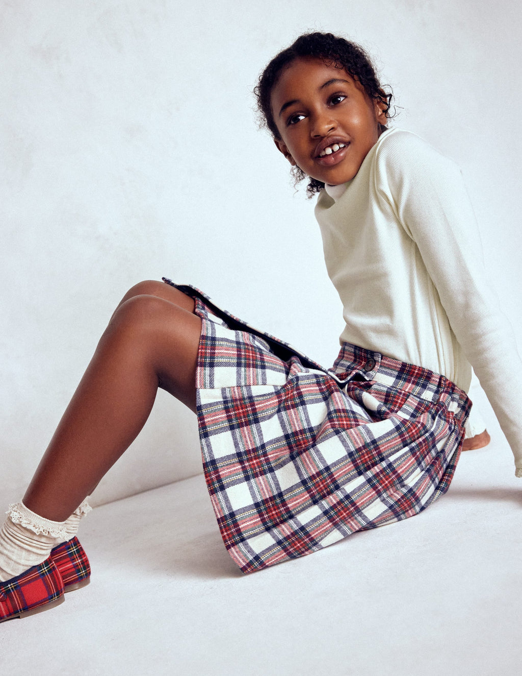 Ribbed Roll Neck Top-Ivory