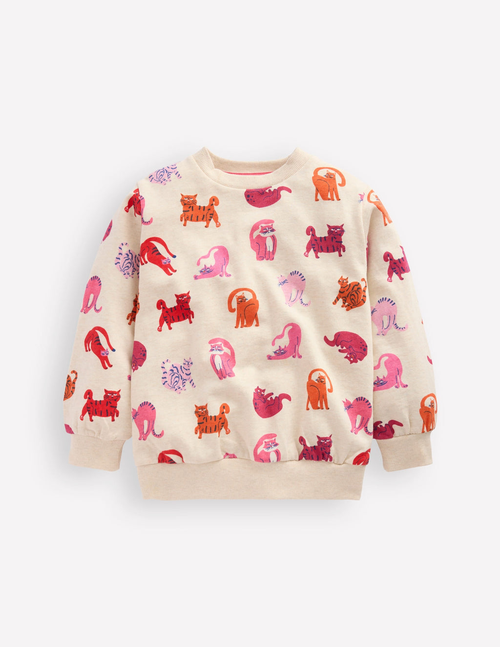 Printed Sweatshirt-Oatmeal Marl Cats