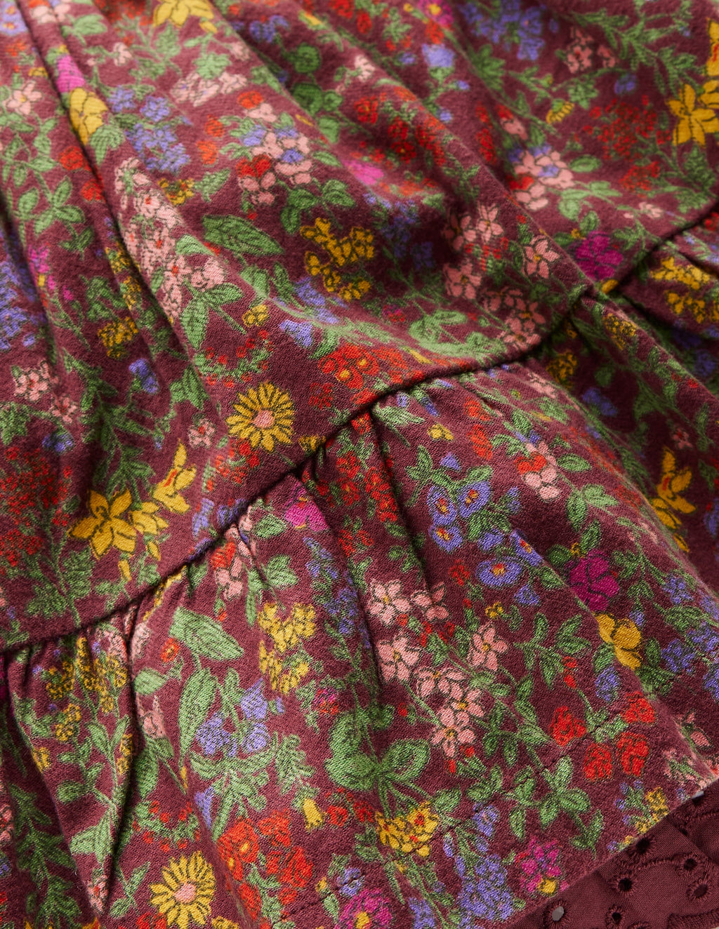 Printed Pull-on Woven Skirt-Chestnut Flower Meadow