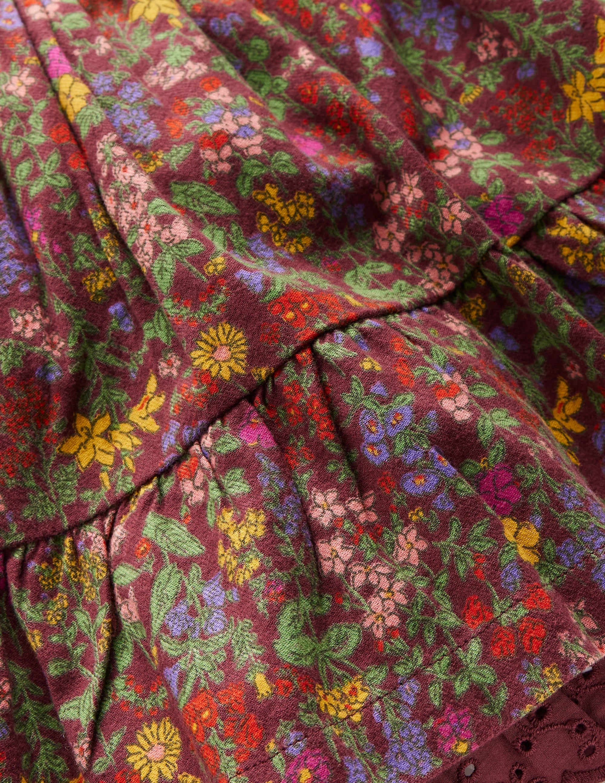 Printed Pull-on Woven Skirt-Chestnut Flower Meadow