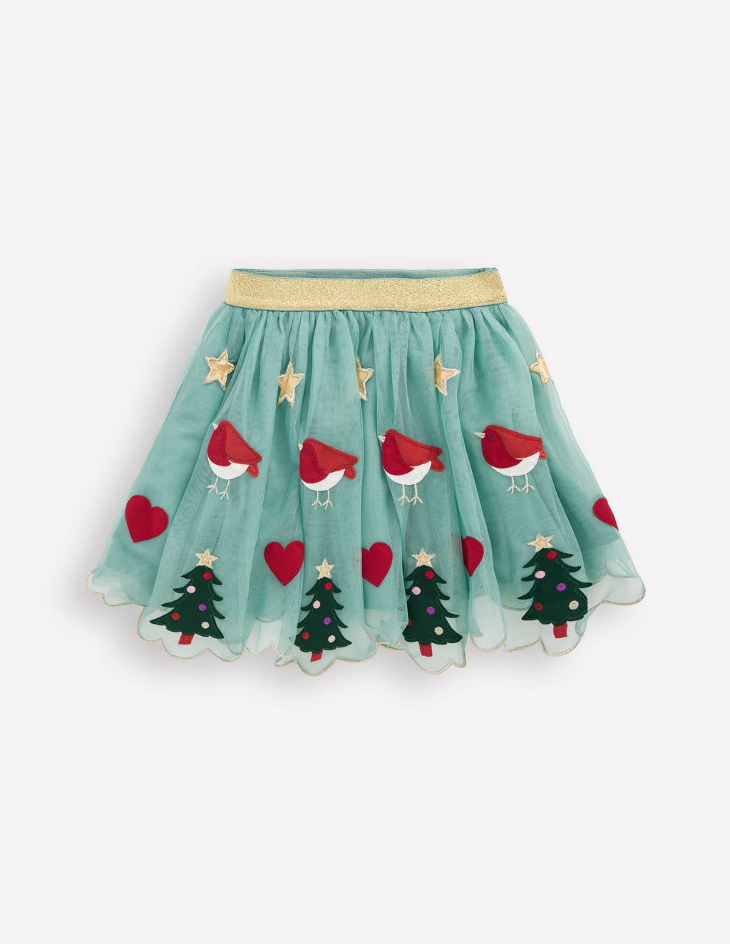 Appliqué Tulle Skirt-Eucalyptus Christmas