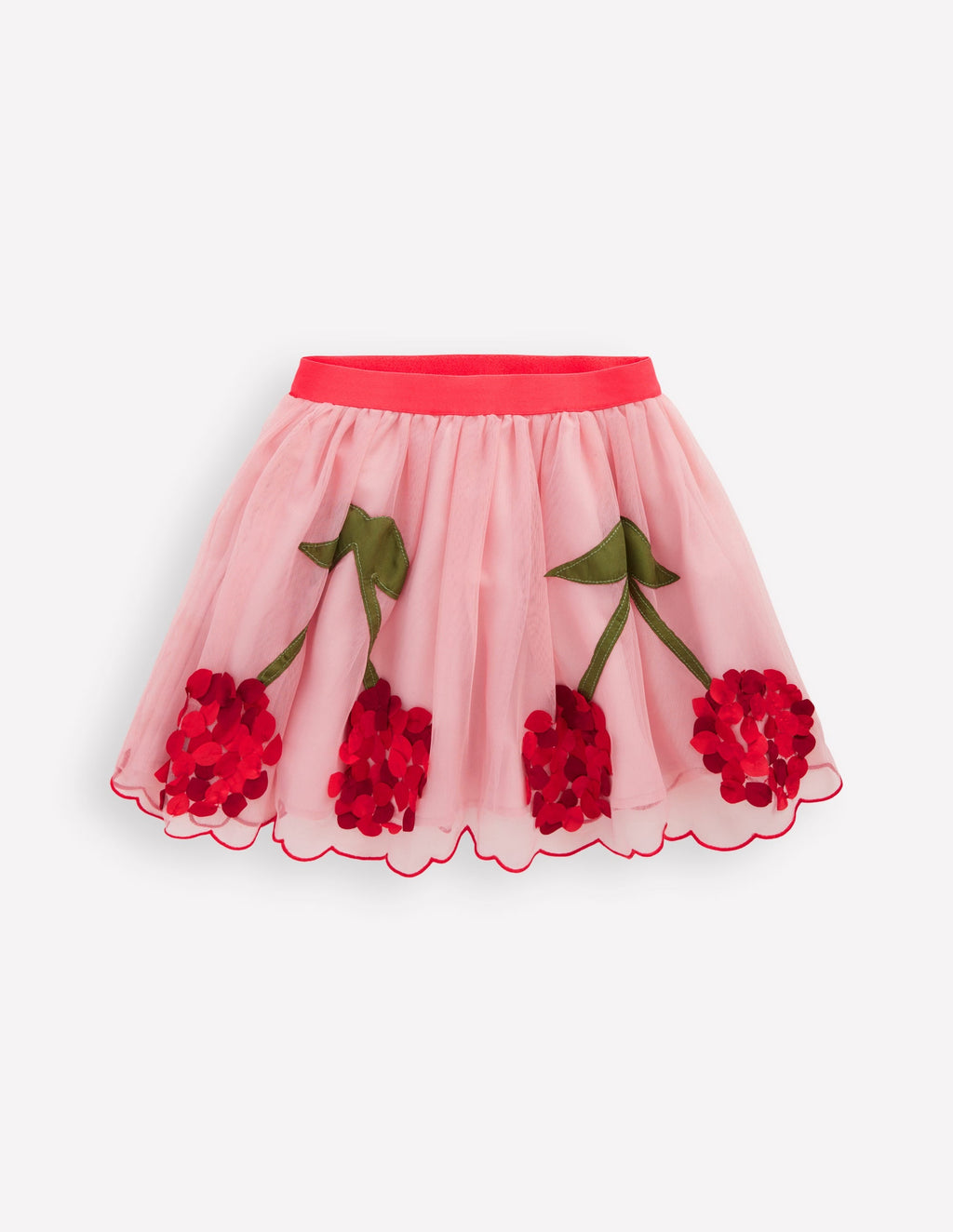 Appliqué Tulle Skirt-Vintage Pink Cherries