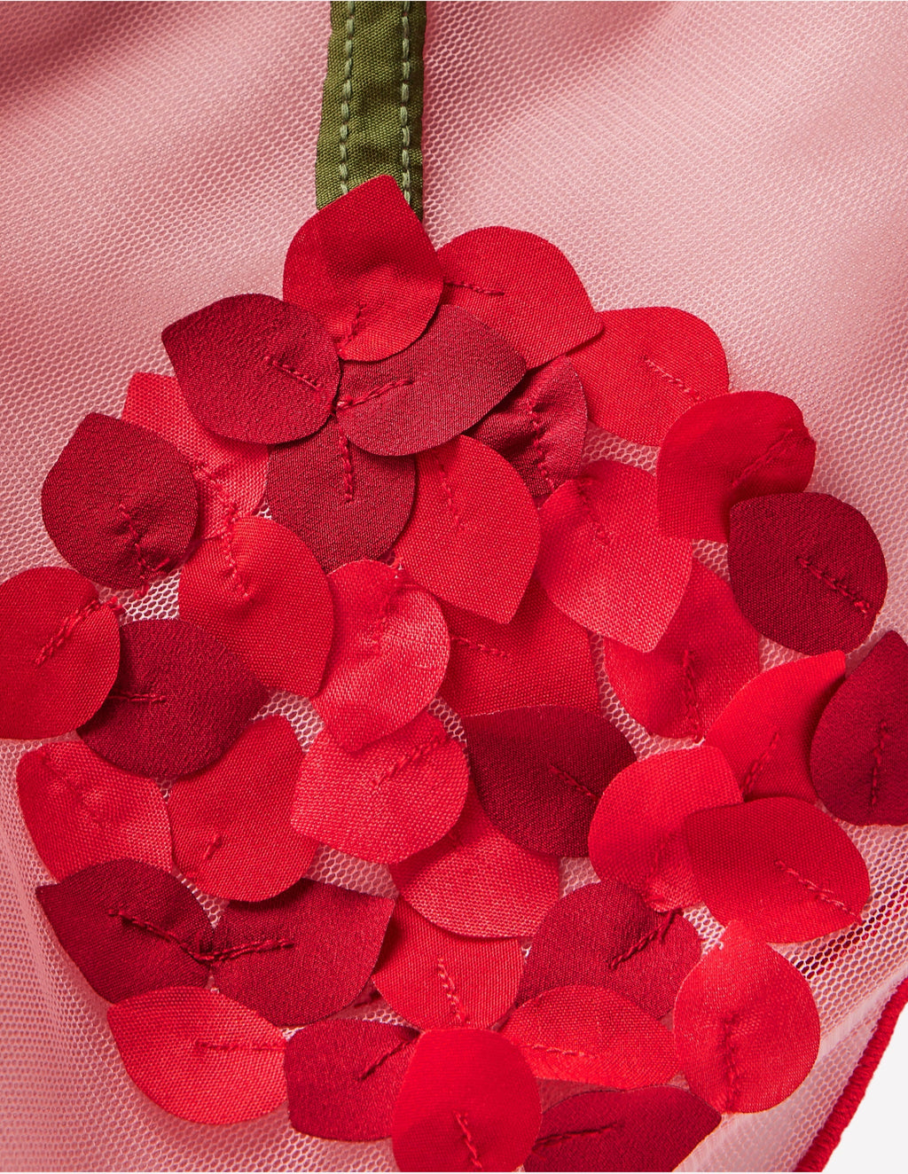 Appliqué Tulle Skirt-Vintage Pink Cherries