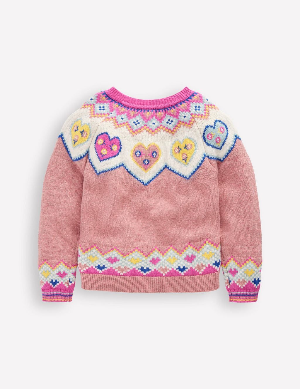 Edie Fair Isle Cardigan-Pink Marl Hearts