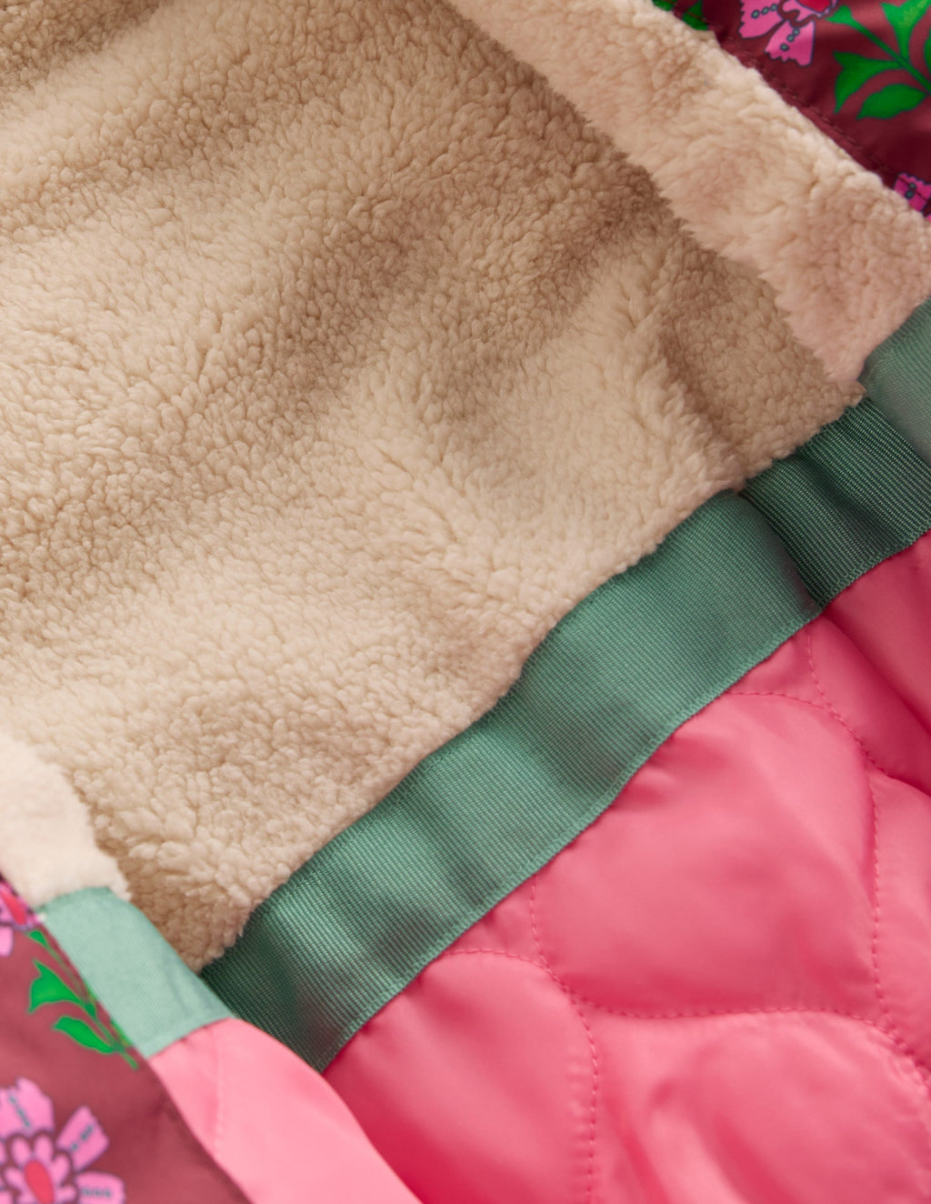 2-in-1 Padded Coat-Multi Woodblock Flower