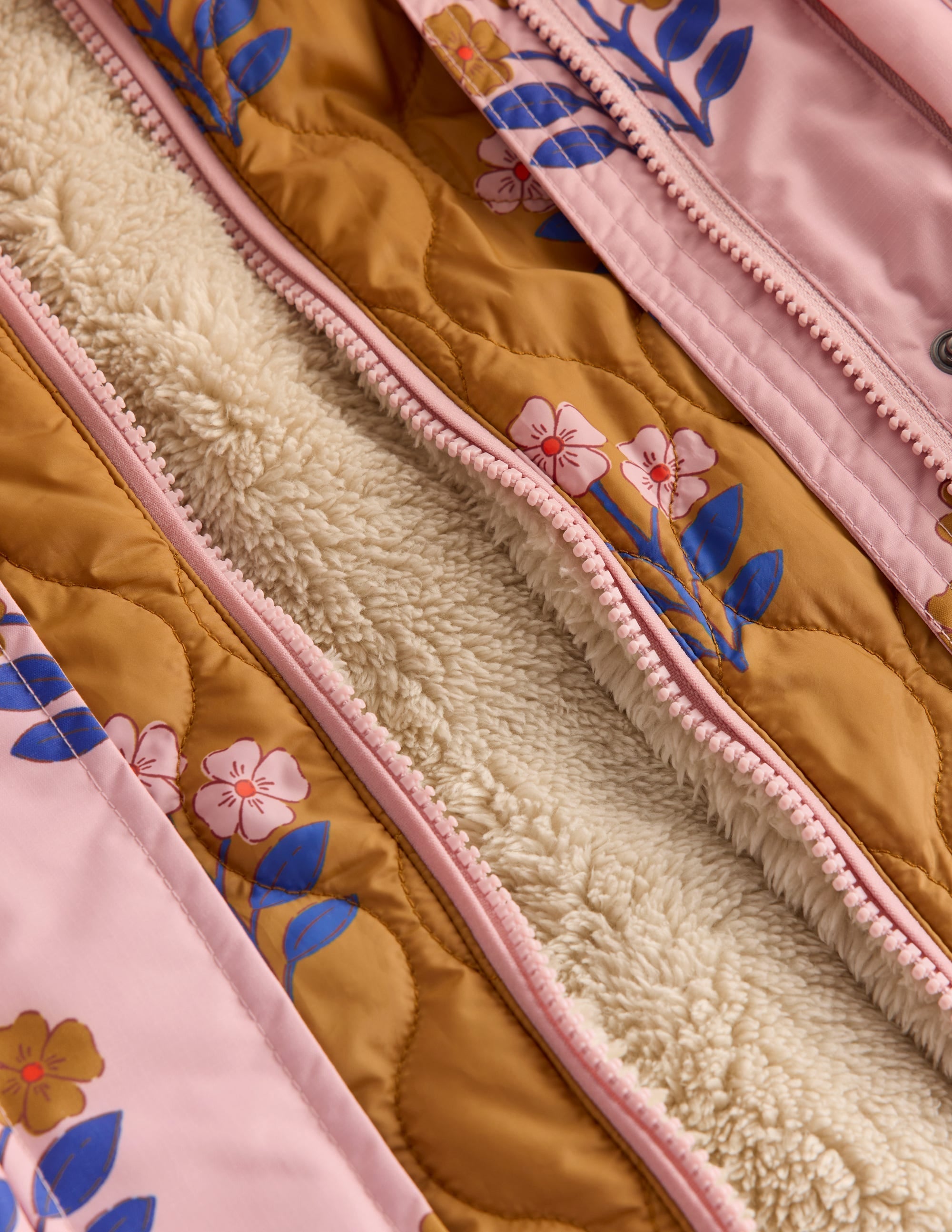 4-in-1 Waterproof Coat-Vintage Pink Floral Stamp