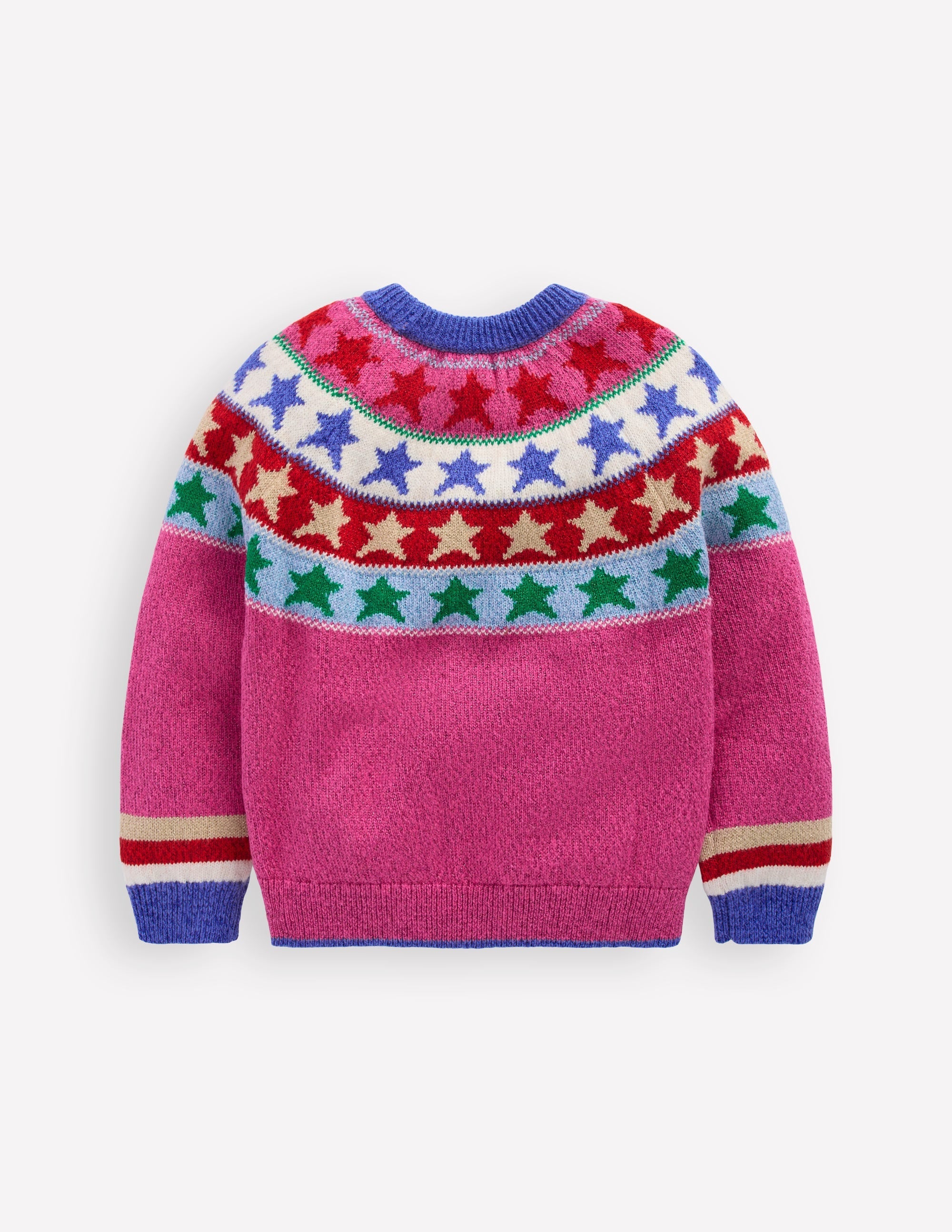 Eleanor Fair Isle Sweater-Hot Pink Sparkle Stars