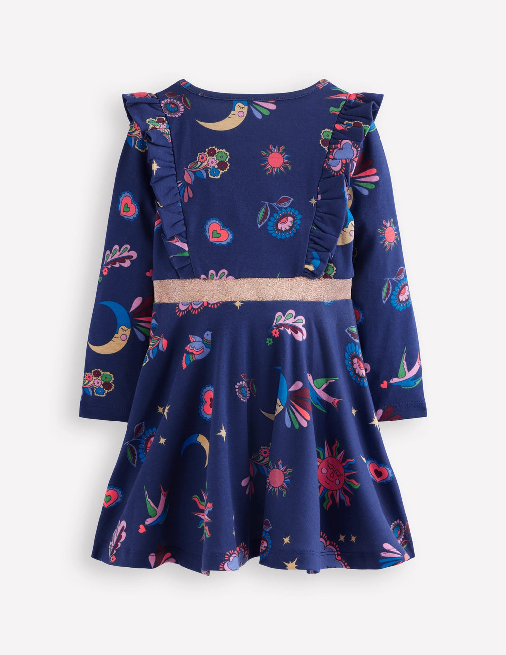 Cora Twirly Jersey Dress-College Navy Paisley Sky