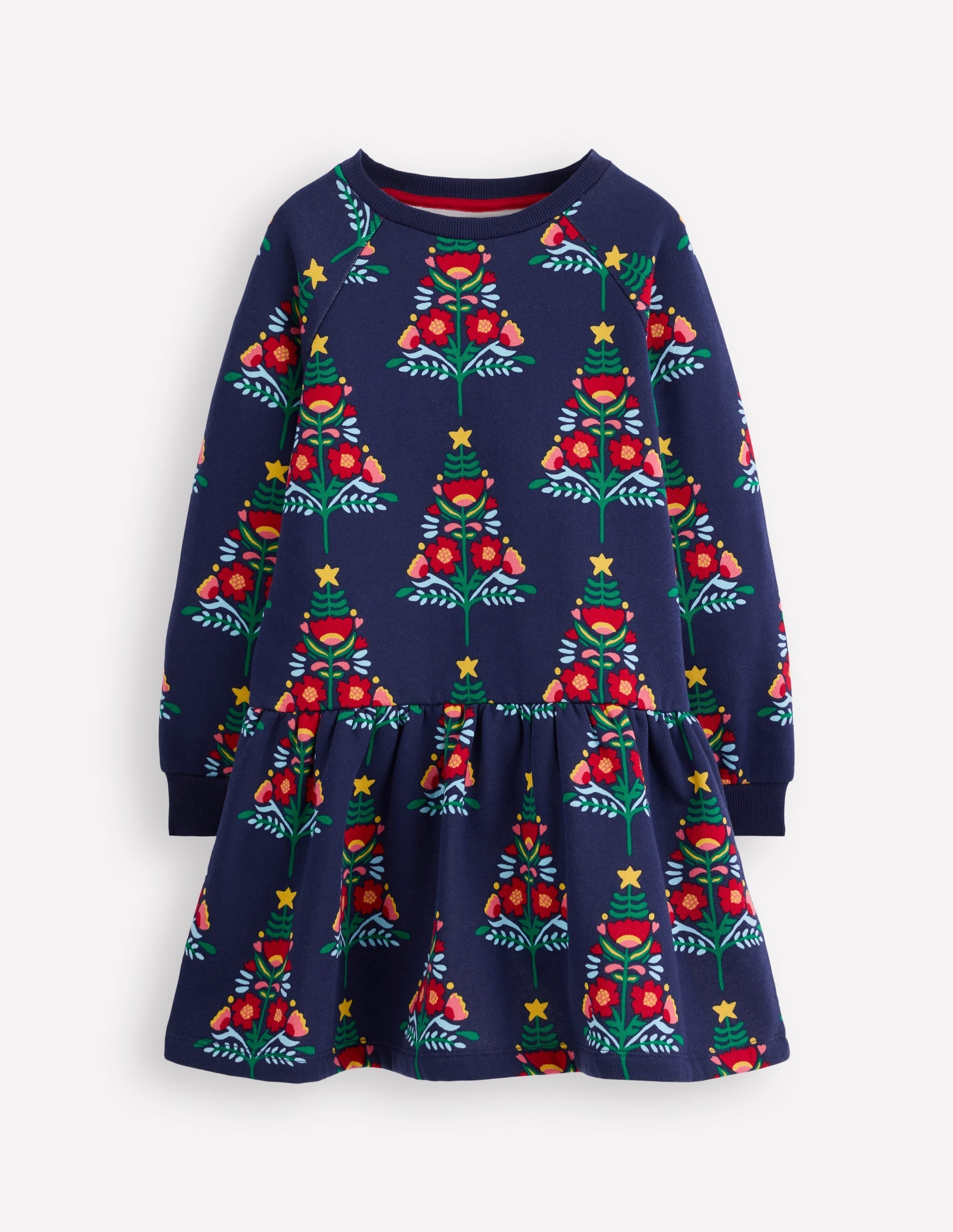 Cosy Sweatshirt Dress-College Navy Christmas Trees