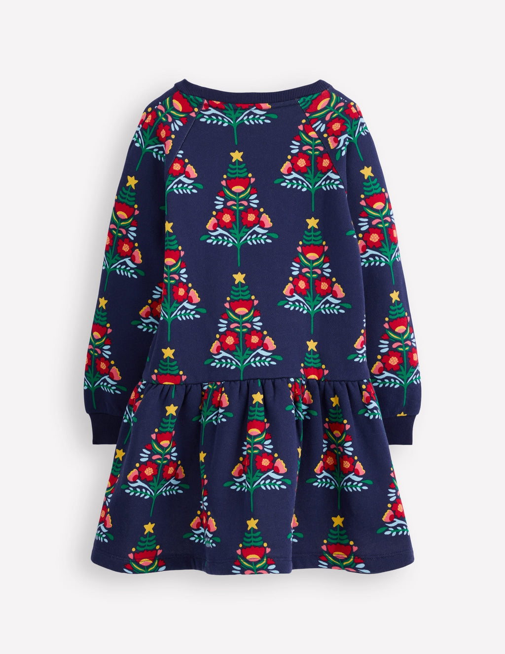 Cosy Sweatshirt Dress-College Navy Christmas Trees