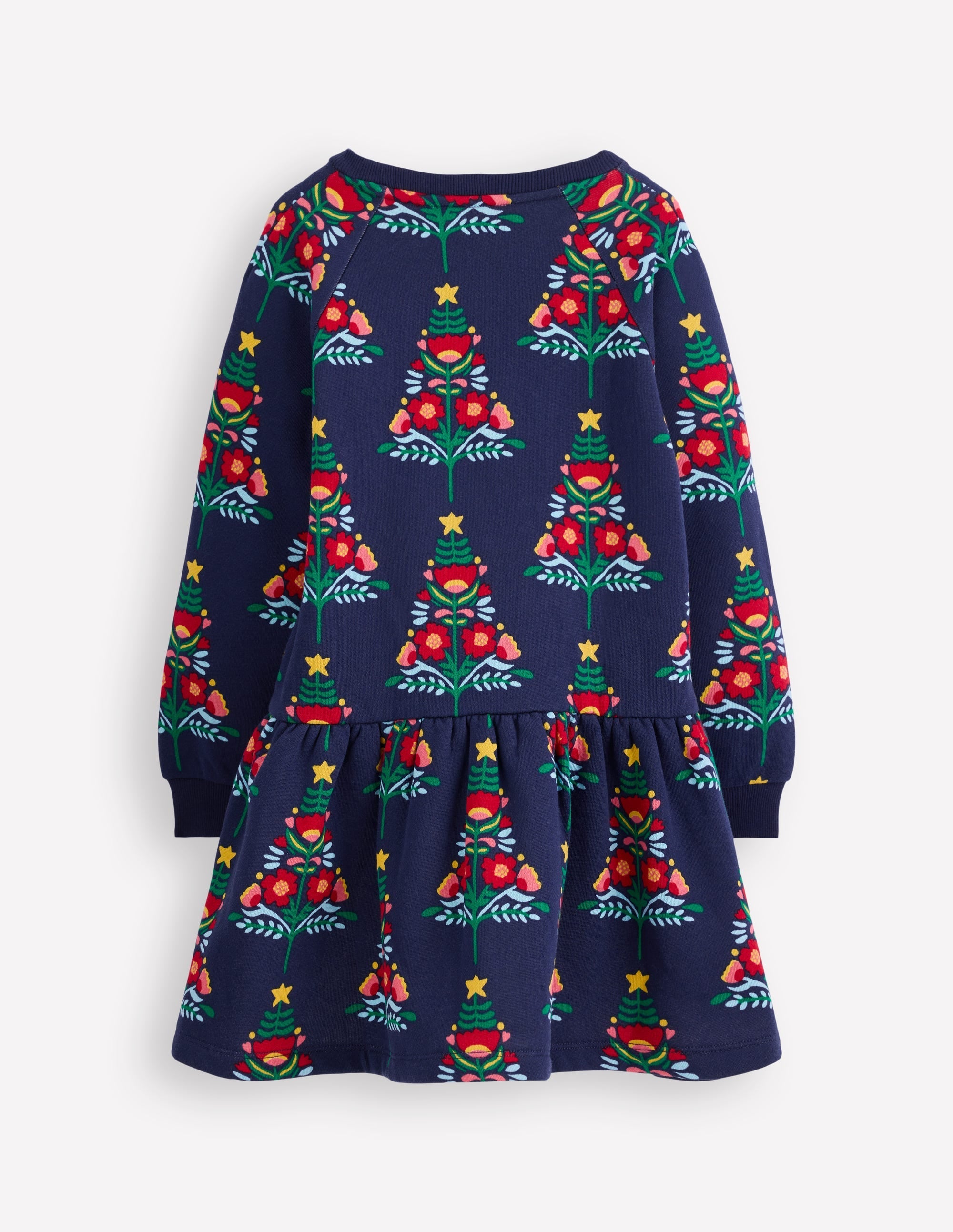 Cosy Sweatshirt Dress-College Navy Christmas Trees