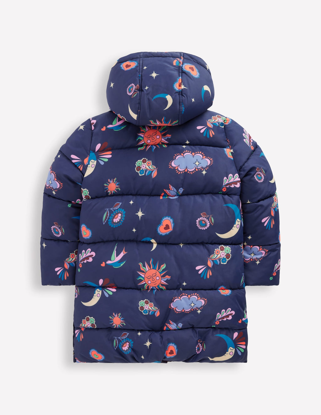 Longline Padded Coat-College Navy Spaced Paisley