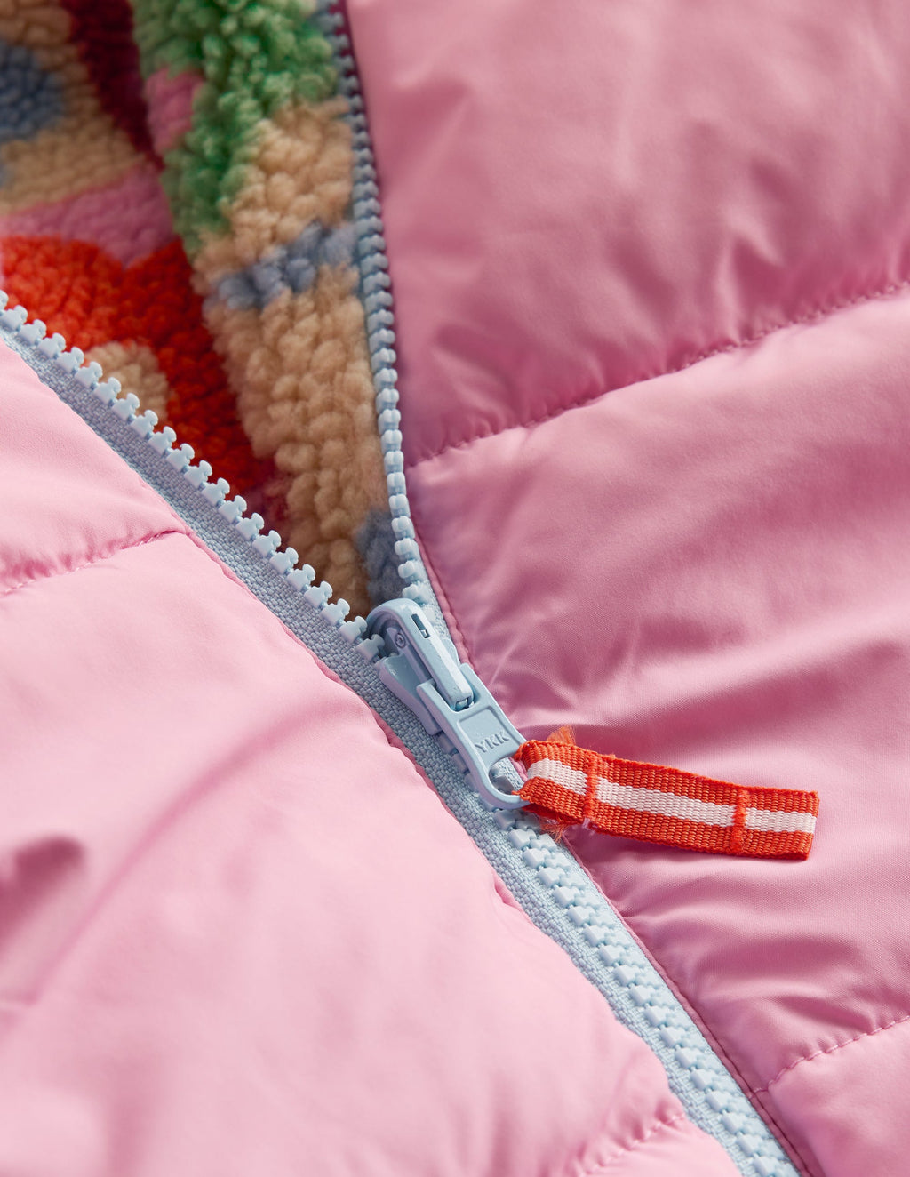 Reversible Padded Borg Coat-Multi Flower Check