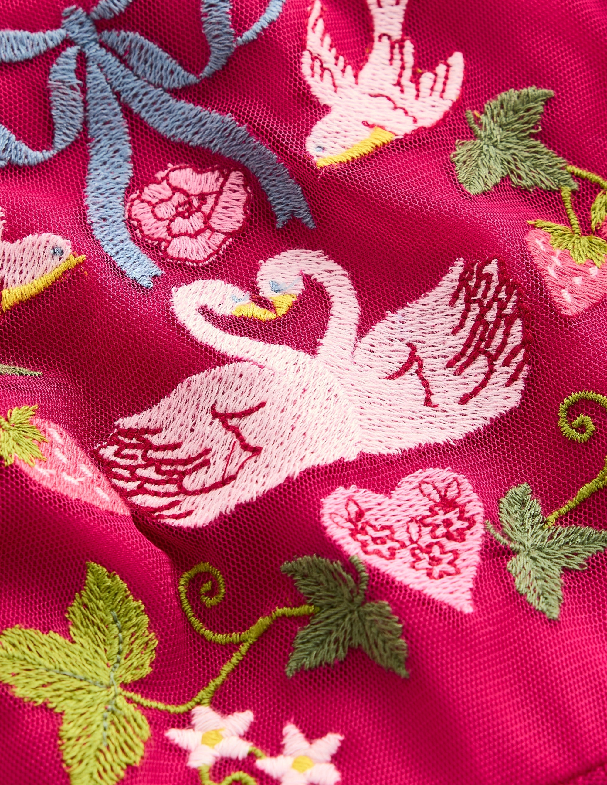 Embroidered Tulle Dress-Cherry Jam Lovebirds