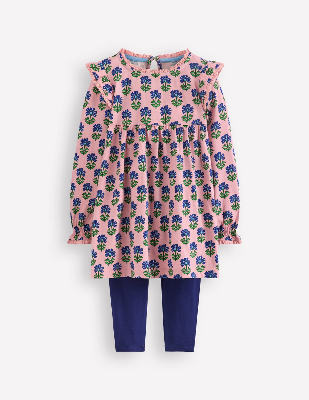 Printed Tunic Set-Vintage Pink Flower Stamp