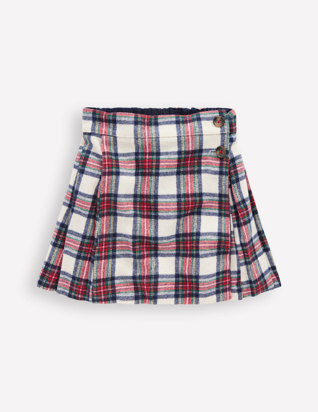 Fully Lined Button Kilt-Red and Soft Ivory Tartan