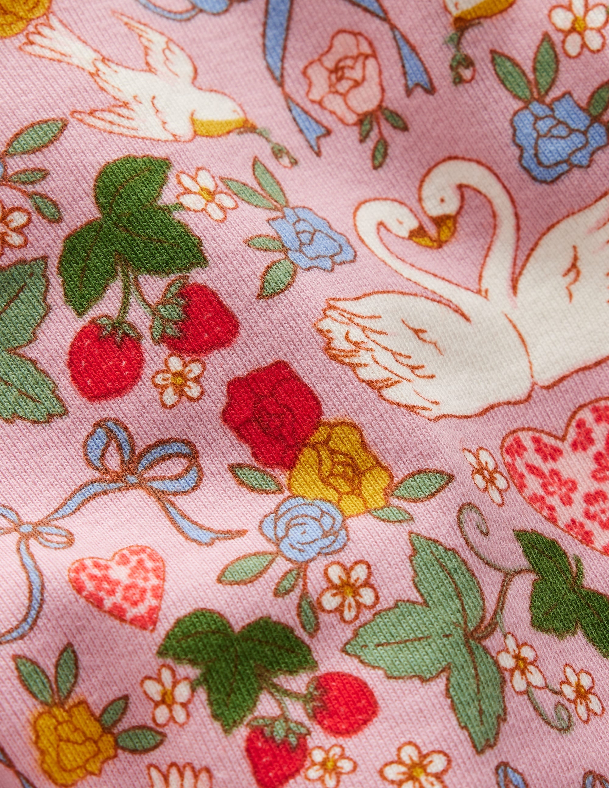 Snug Long John Pajamas-Pink Swan