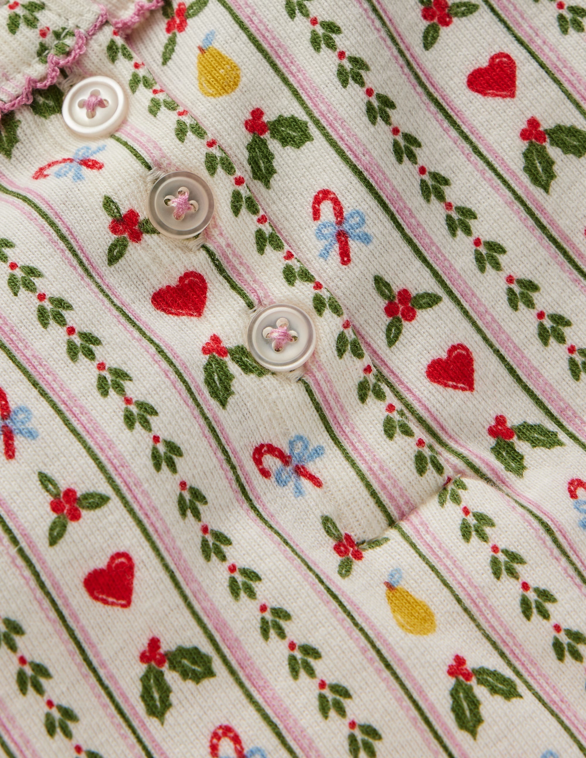 Snug Henley Pajamas-Soft Ivory Nutcracker Stripe