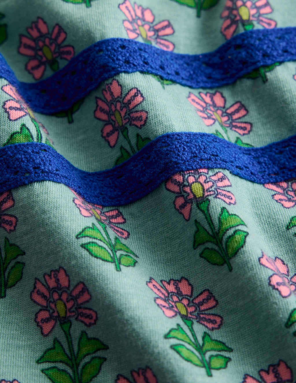 Hotchpotch Floral Jersey Dress-Bright Blue Woodblock Flower