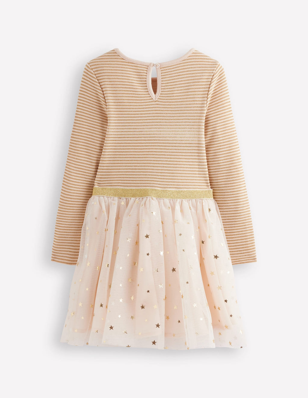 Twirly Tulle Mix Dress-Soft Ivory/ Gold Confetti