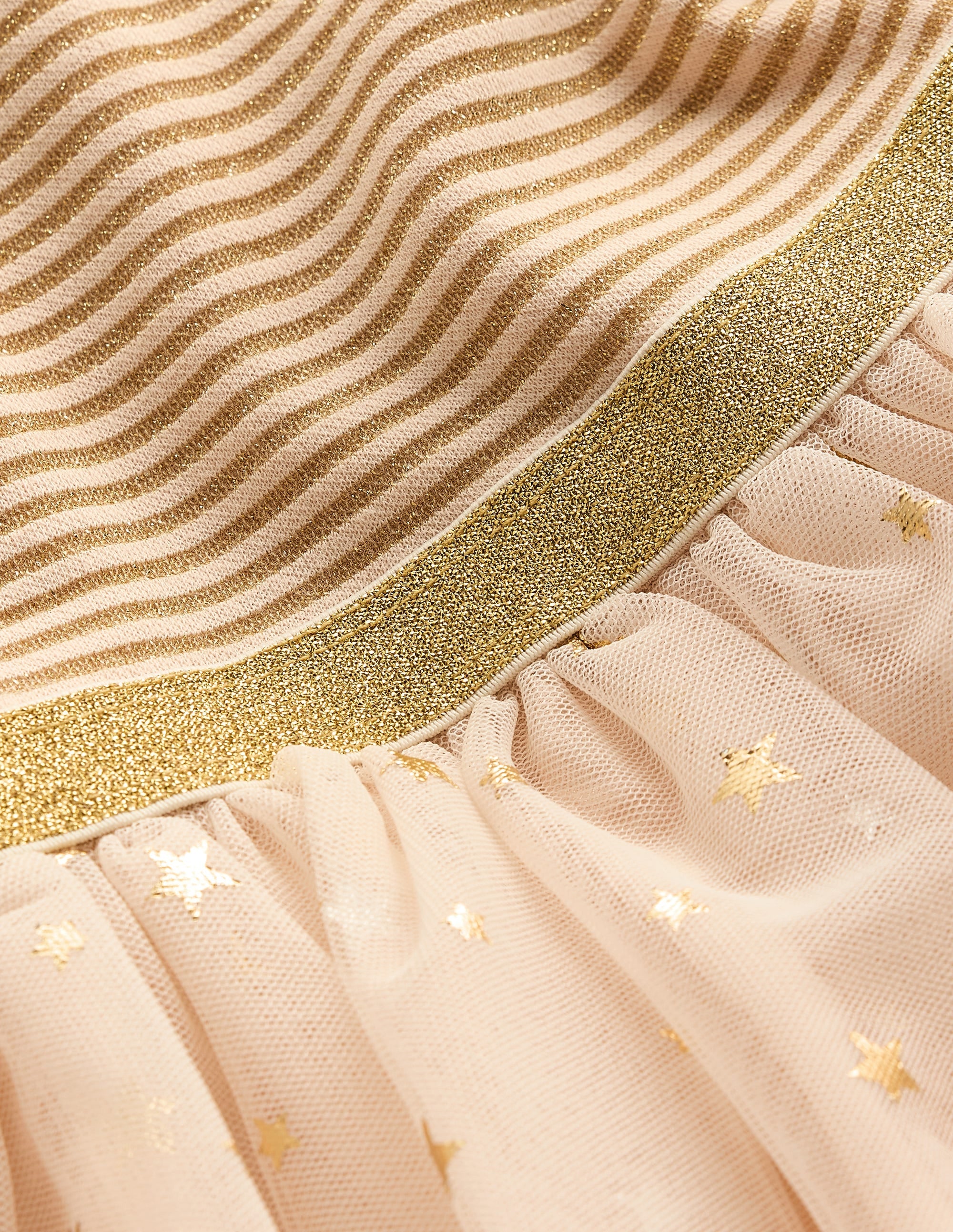 Twirly Tulle Mix Dress-Soft Ivory/ Gold Confetti