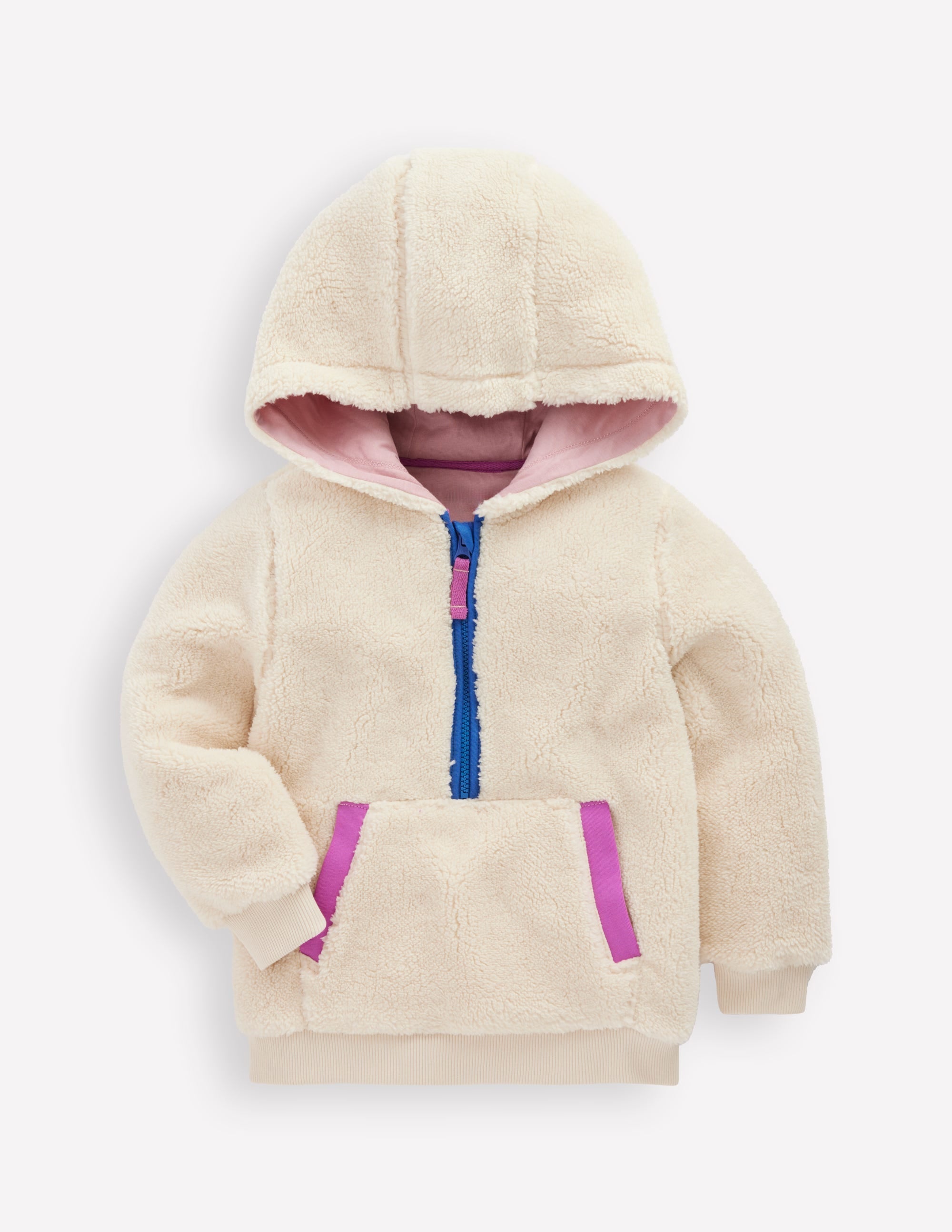 Cosy Fleece Half-Zip Hoodie-Oatmeal