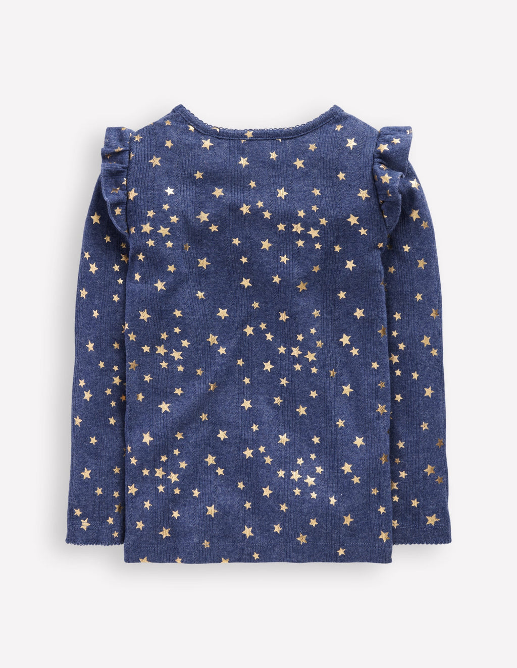 Frill Sleeve Pointelle Top-Navy