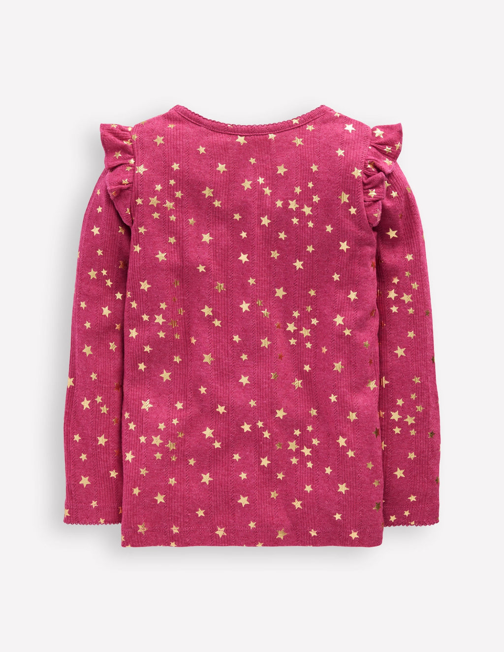 Frill Sleeve Pointelle Top-Cherry Jam