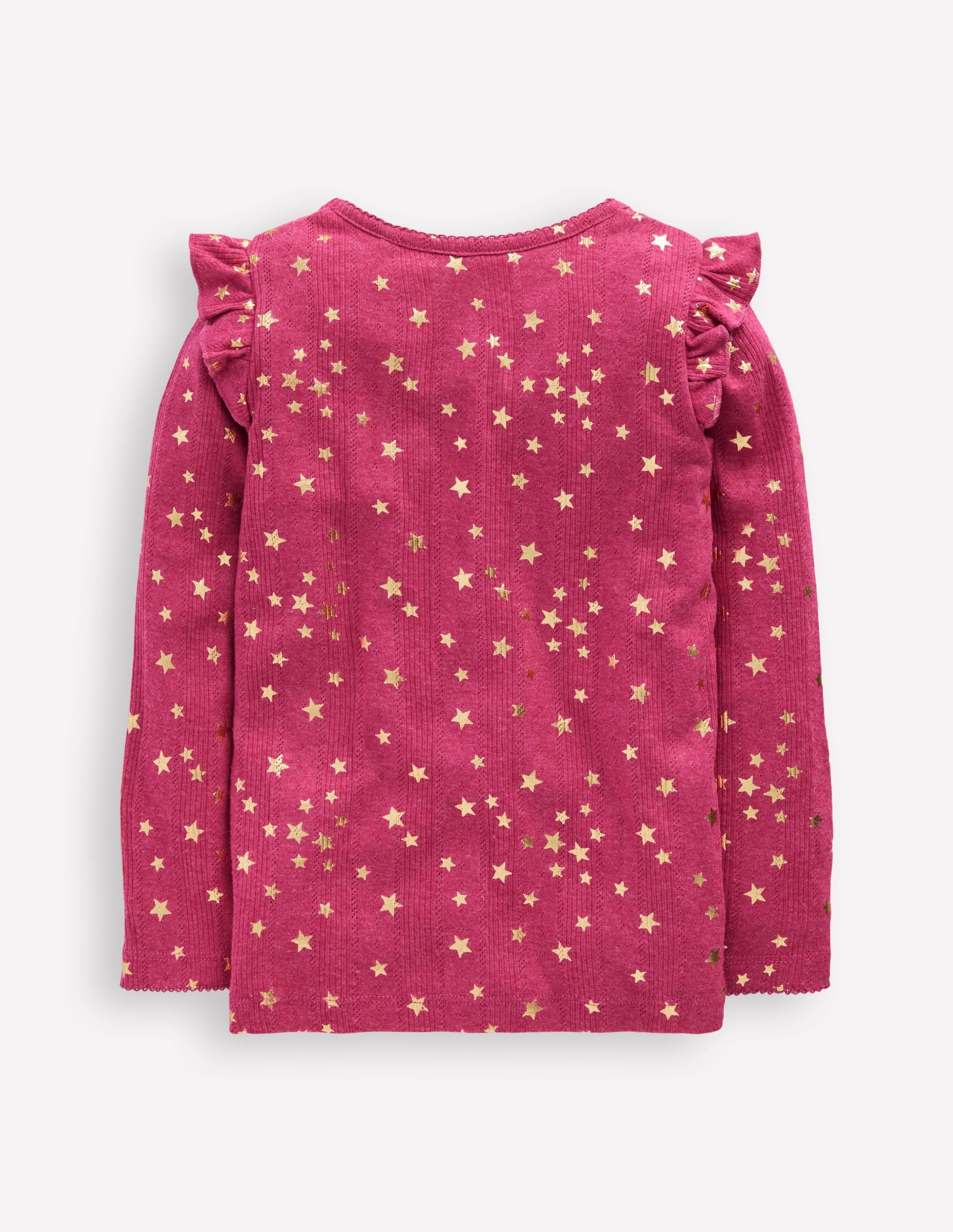 Frill Sleeve Pointelle Top-Cherry Jam
