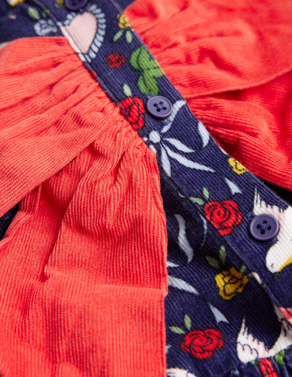 Bow Button Through Dress-Starboard Blue Love Birds