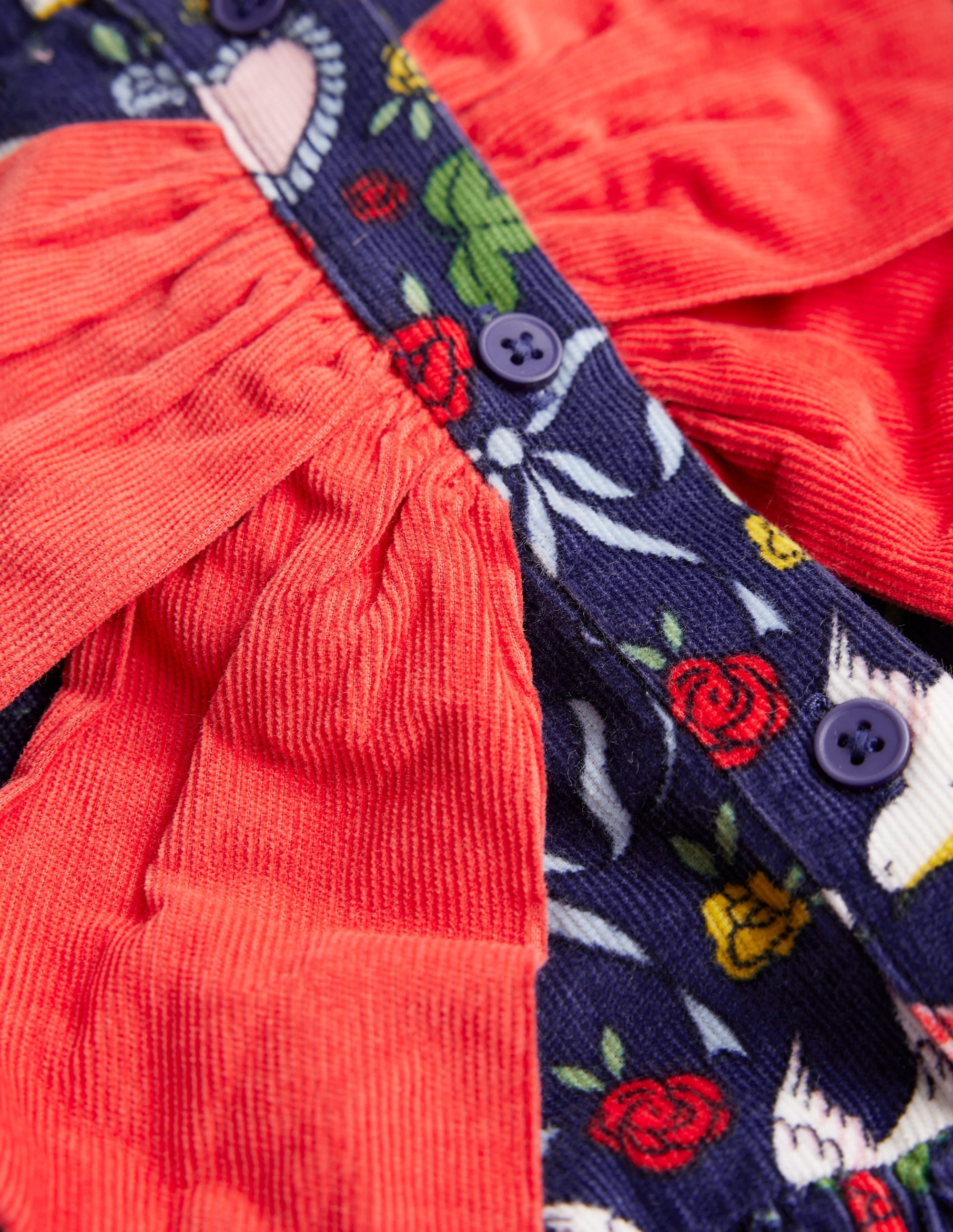 Bow Button Through Dress-Starboard Blue Love Birds