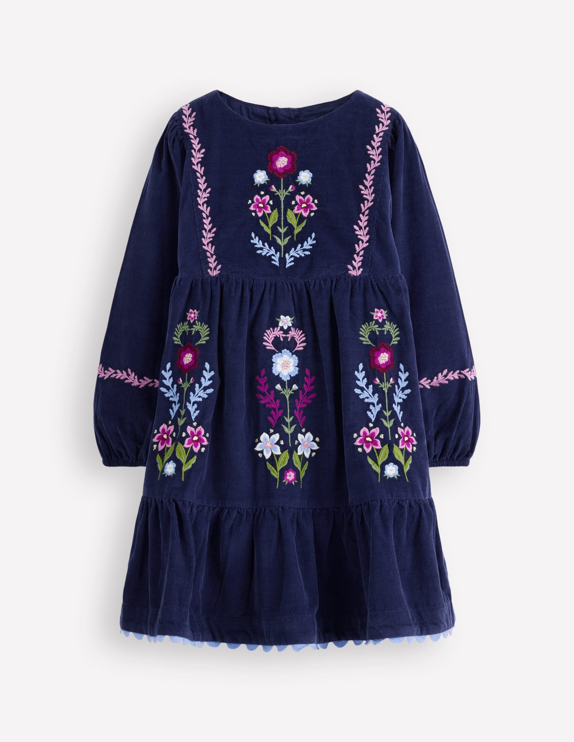 Clover Blouson Cord Dress-College Navy