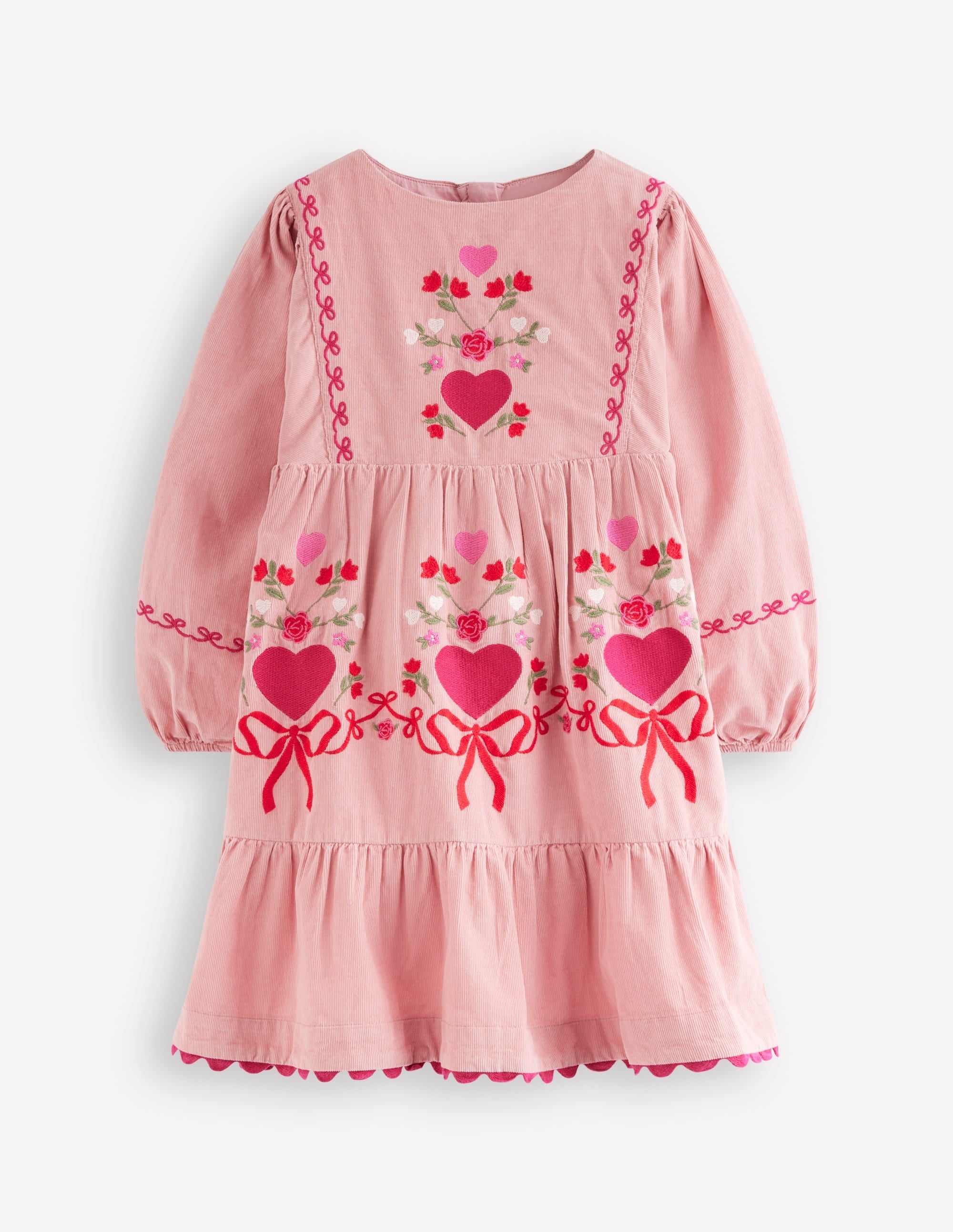 Clover Blouson Cord Dress-Vintage Pink