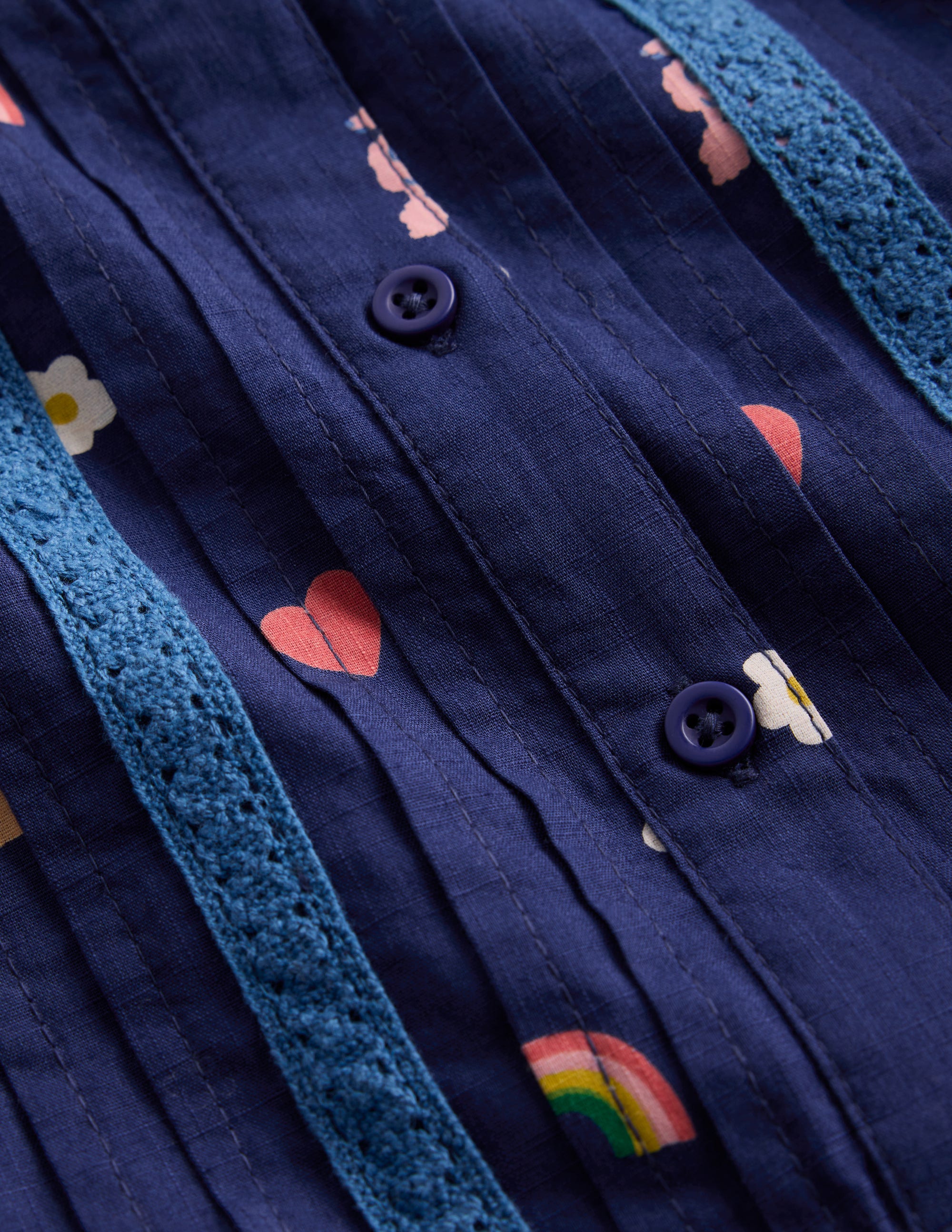 Lace Detail Woven Dress-Starboard Blue Parisian