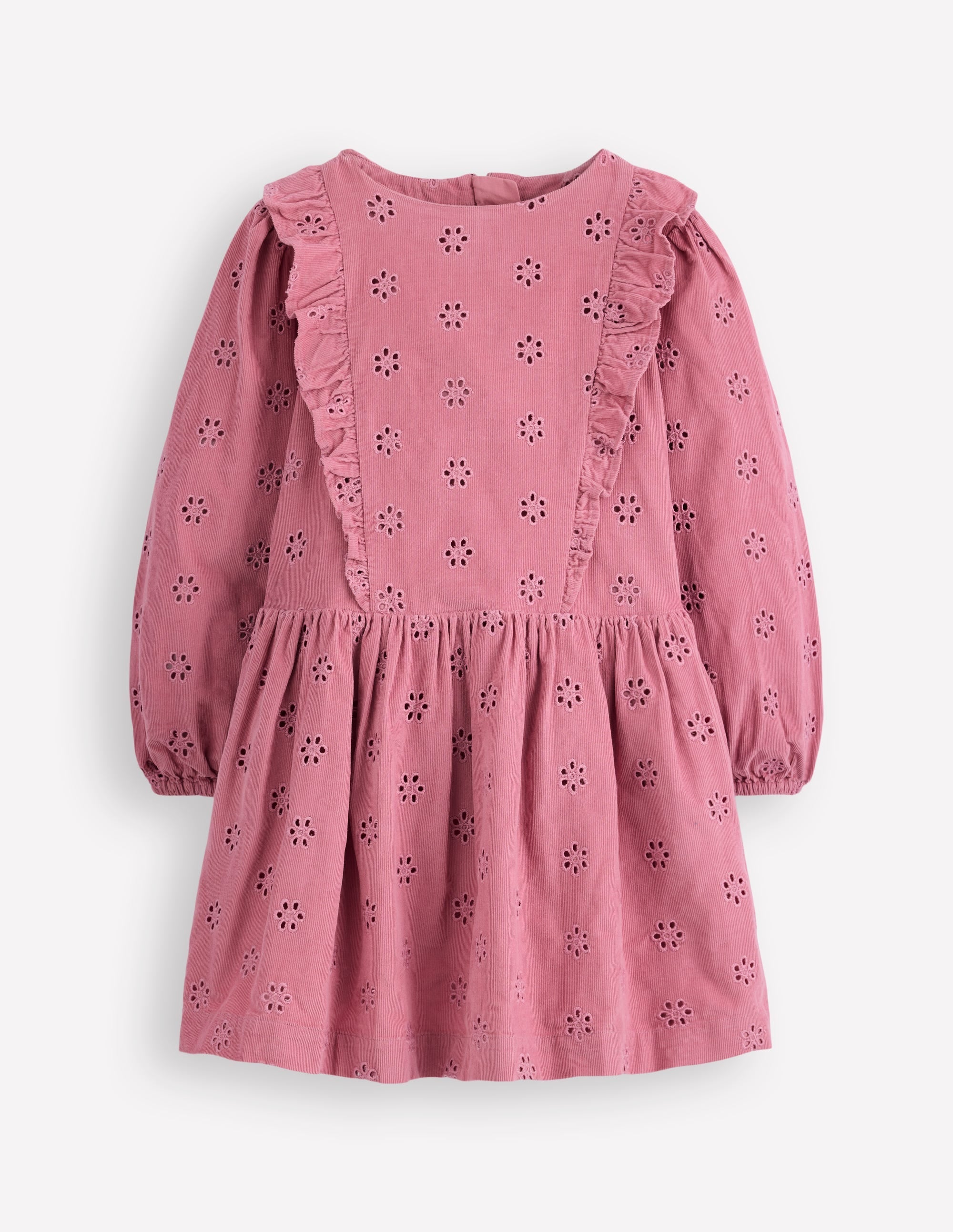 Cord Broderie Dress-Pink Haze