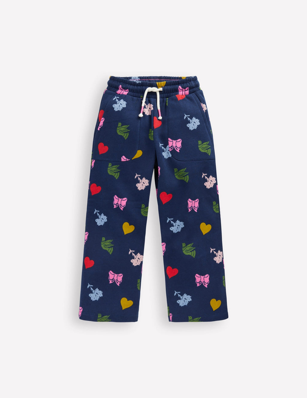 Wide Leg Printed Jogger-College Navy Festive Fun