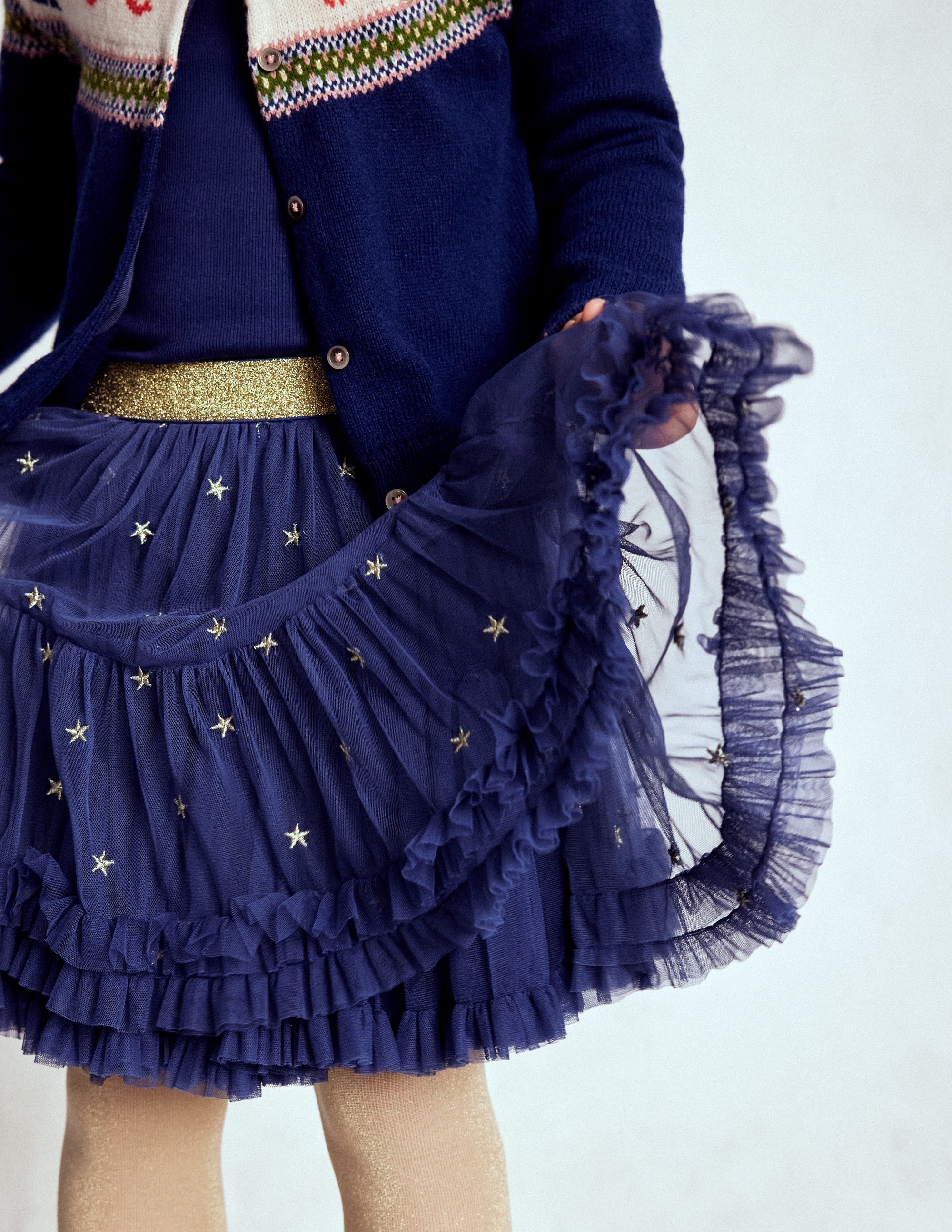 Interest Tulle Skirt-Navy Stars